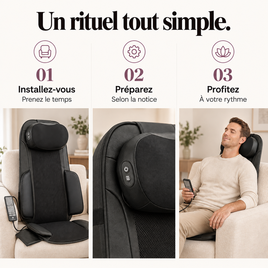 Siège massant shiatsu, coussin nuque amovible : présentation du modèle, visuel 8.