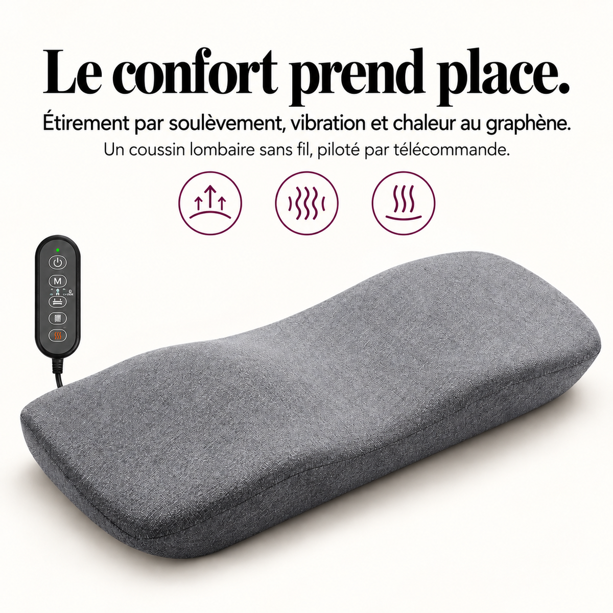 Coussin lombaire sans fil trois fonctions : présentation du modèle, visuel 3.